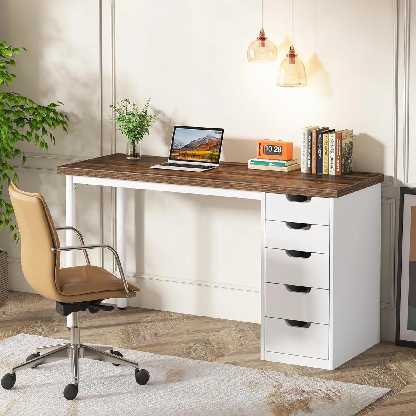 Vanity Desk With 3 Drawers Dressing Table For Bedroom Wood