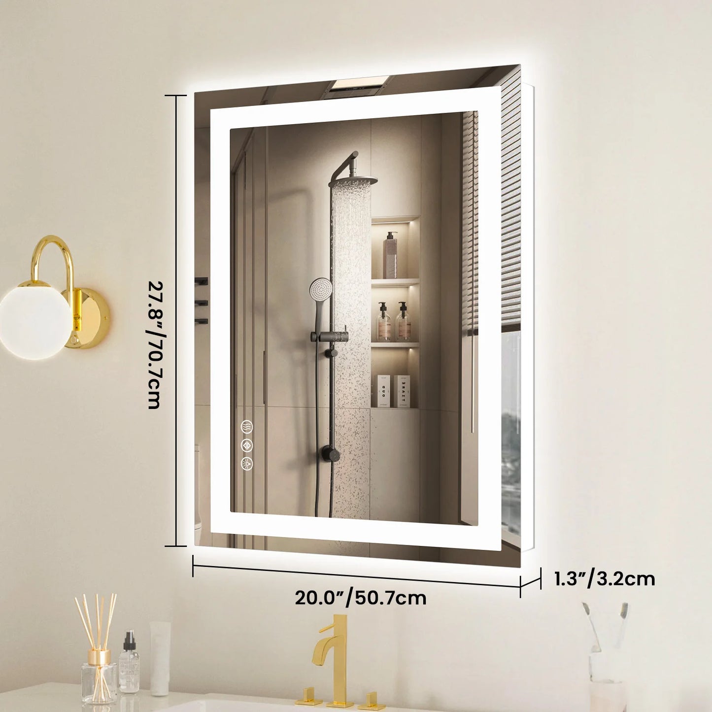 JHK LED Bathroom Vanity Mirror With Memory Function Front Light