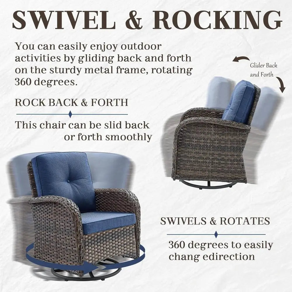 Outdoor Five Piece Wicker Furniture Set With Fire Pit Chairs
