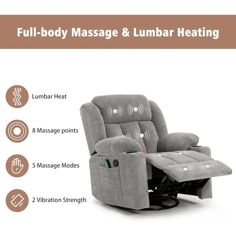 Rocker Recliner Chair With Massage And Heat For Living Room