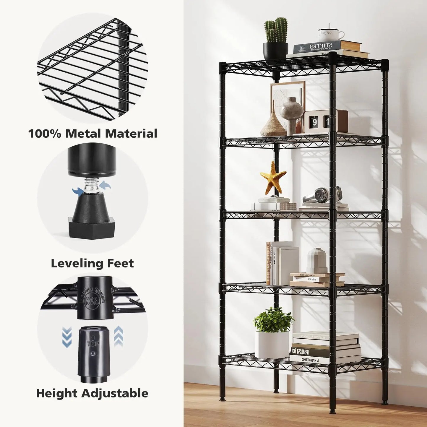 JHK 3-5 Tier Metal Wire Storage Shelves Heavy Duty Organizer