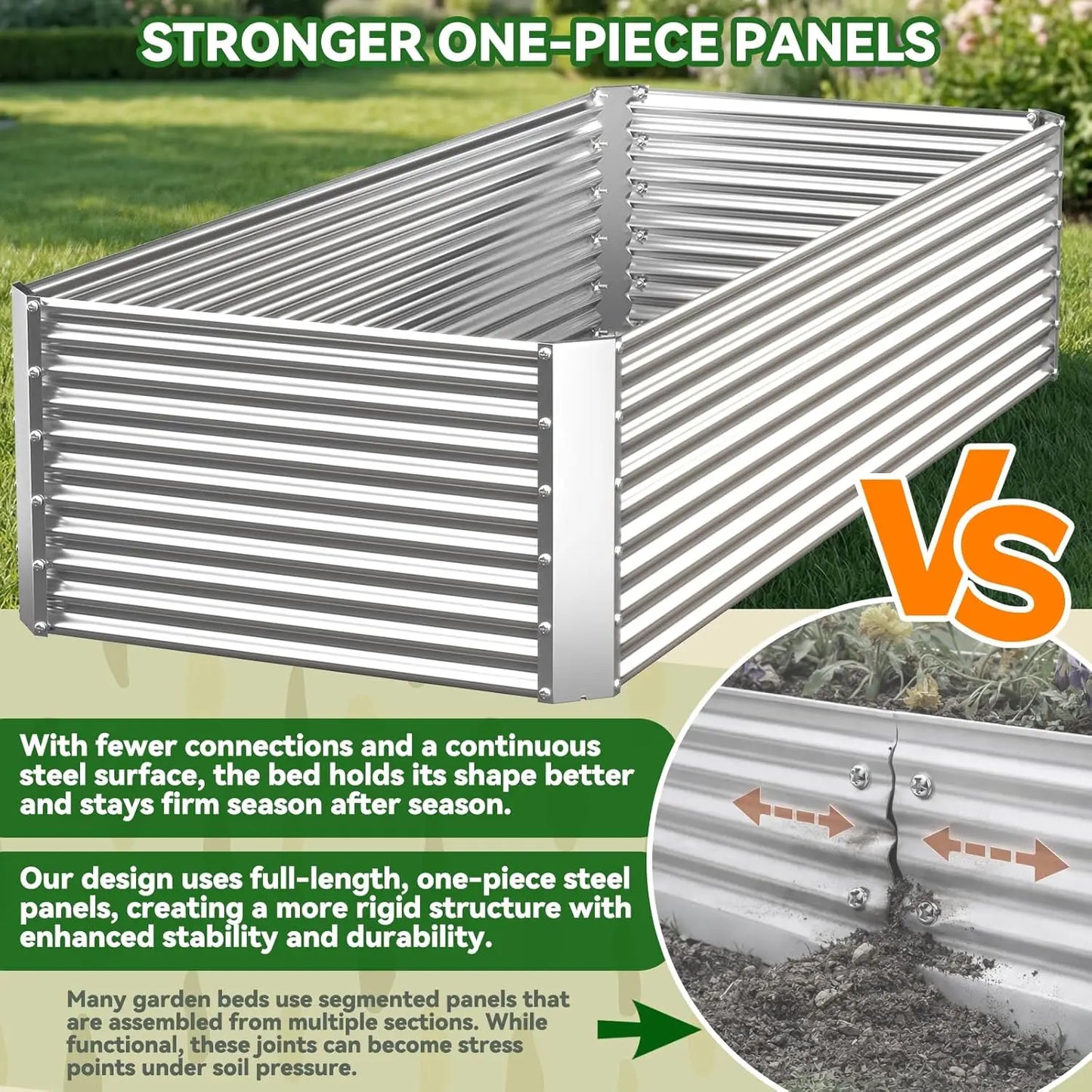 3-Pack Galvanized Steel Raised Garden Beds For Vegetables And Flowers