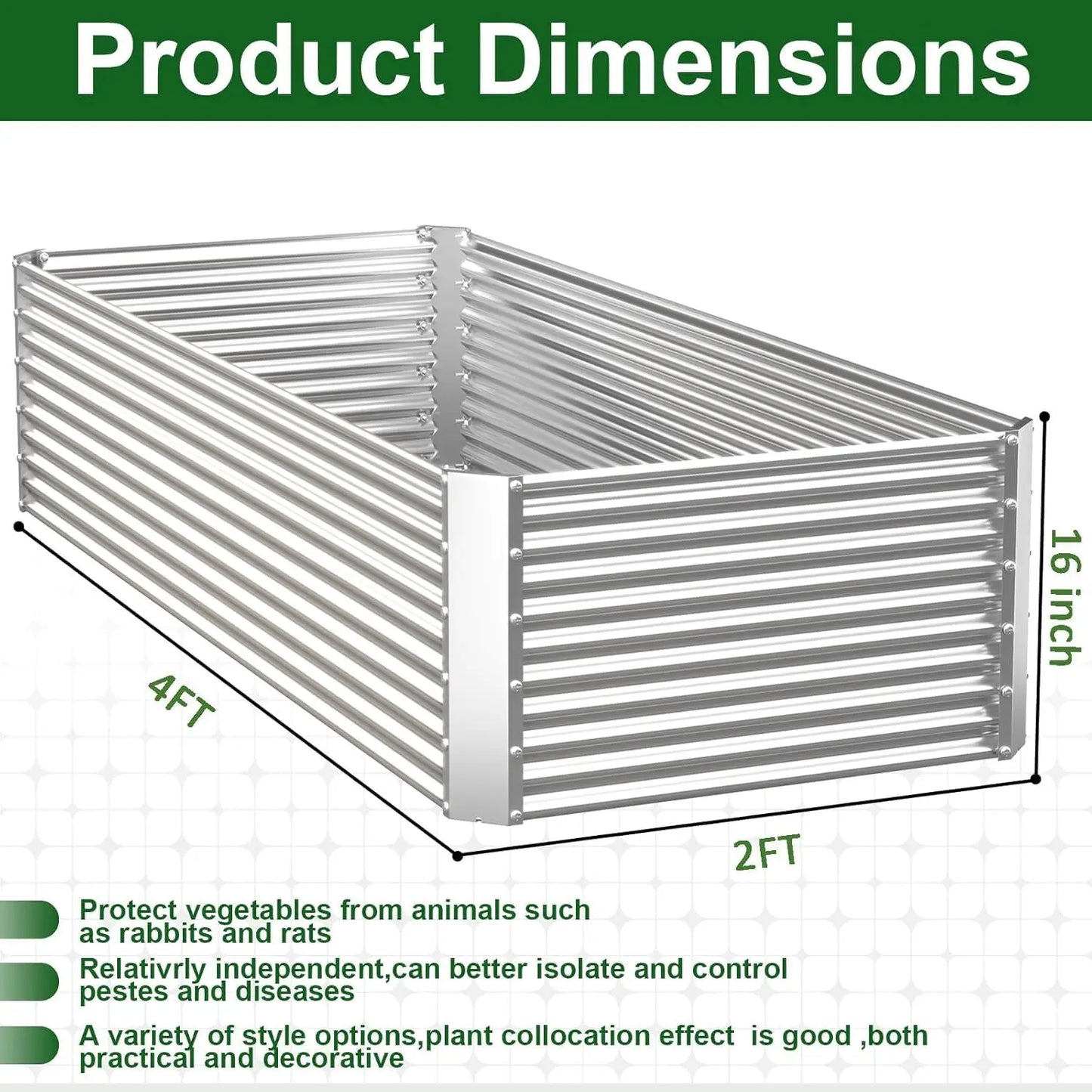 3-Pack Galvanized Steel Raised Garden Beds For Vegetables And Flowers