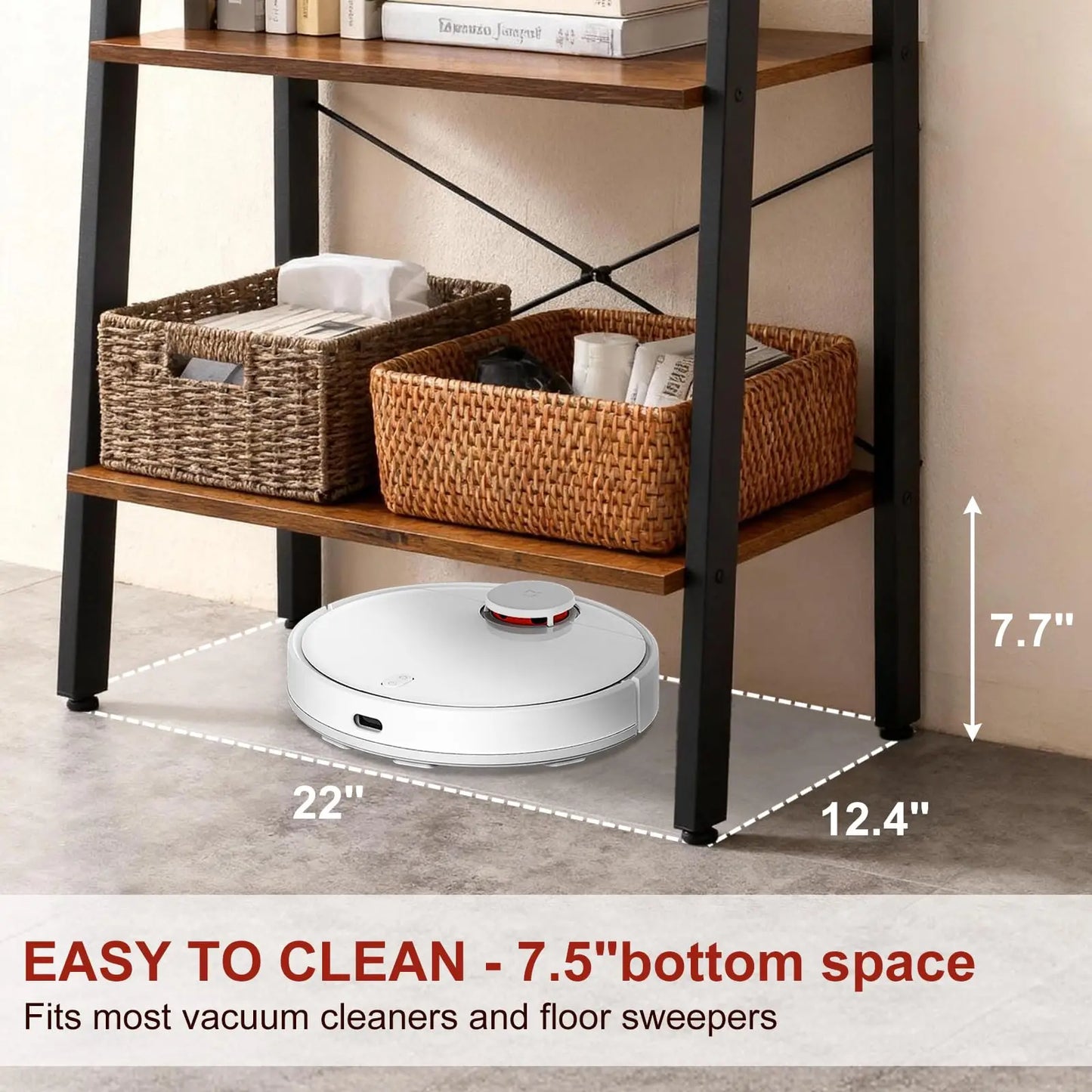 JHK 4-Tier Display Bookshelf Wooden Storage Standing Shelf Stable Frame Graduated Shelves for Organized Display for Living Room