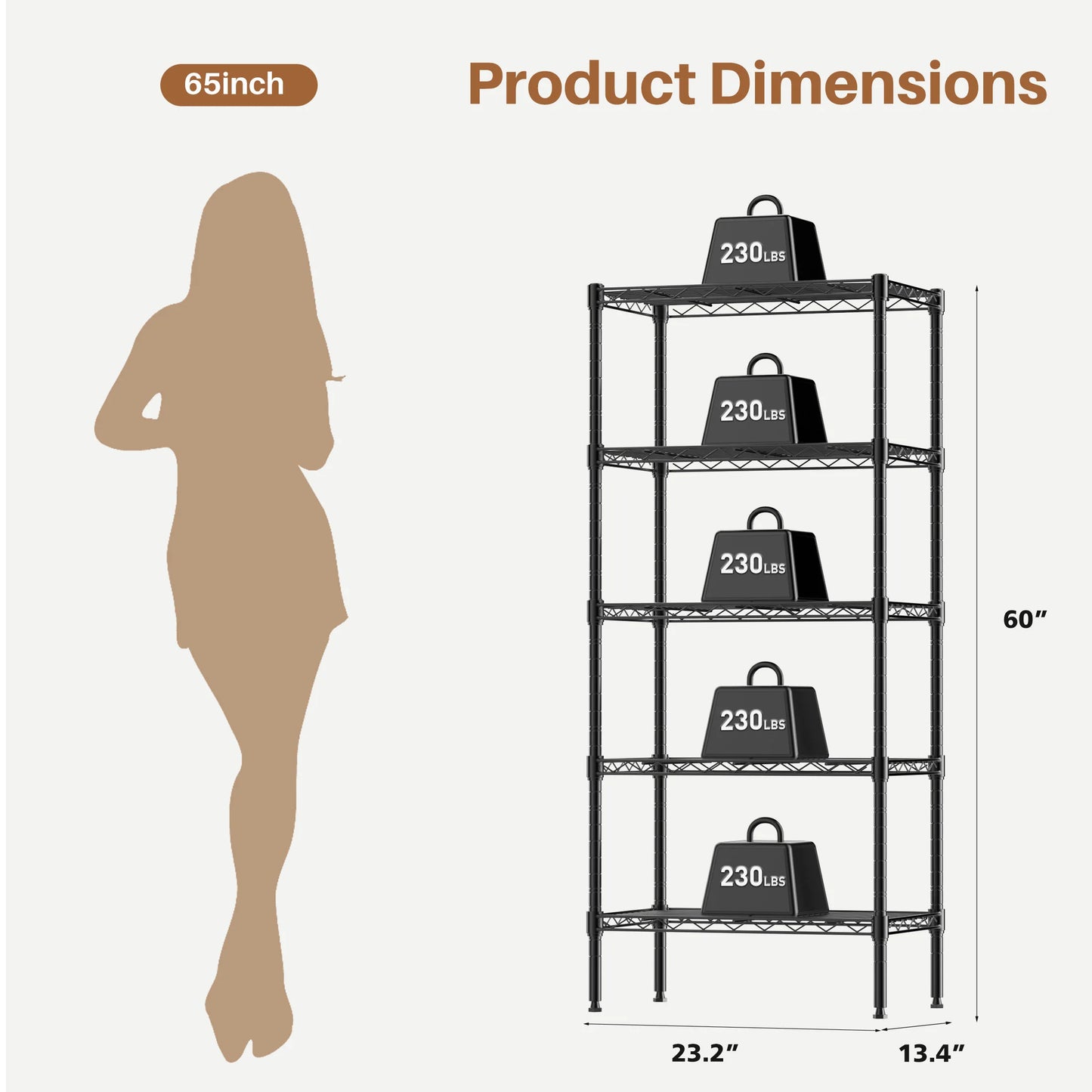 MCQ 5 Tier Metal Storage Shelves Heavy Duty Steel Unit