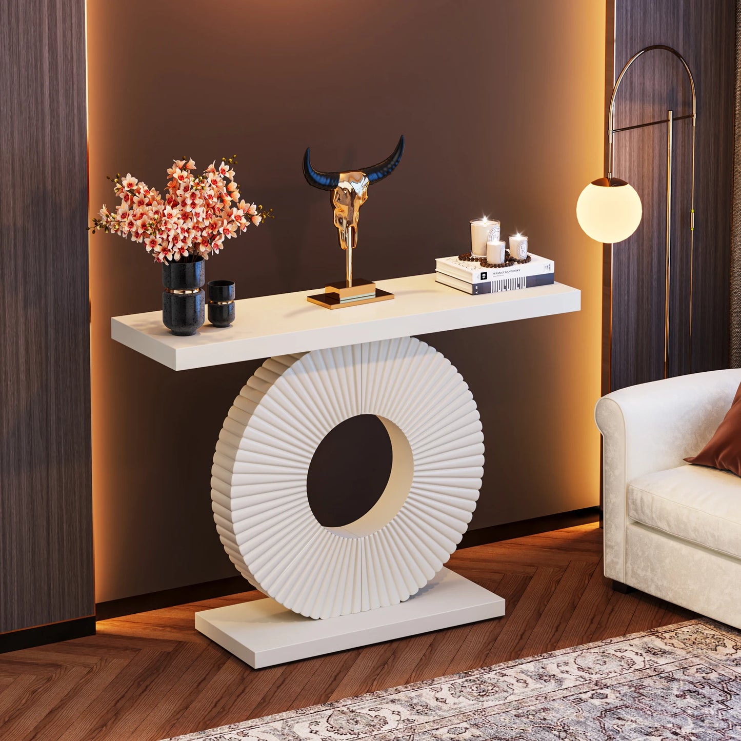 Tribesigns Modern Console Table With Geometric Base Wood Entryway Table