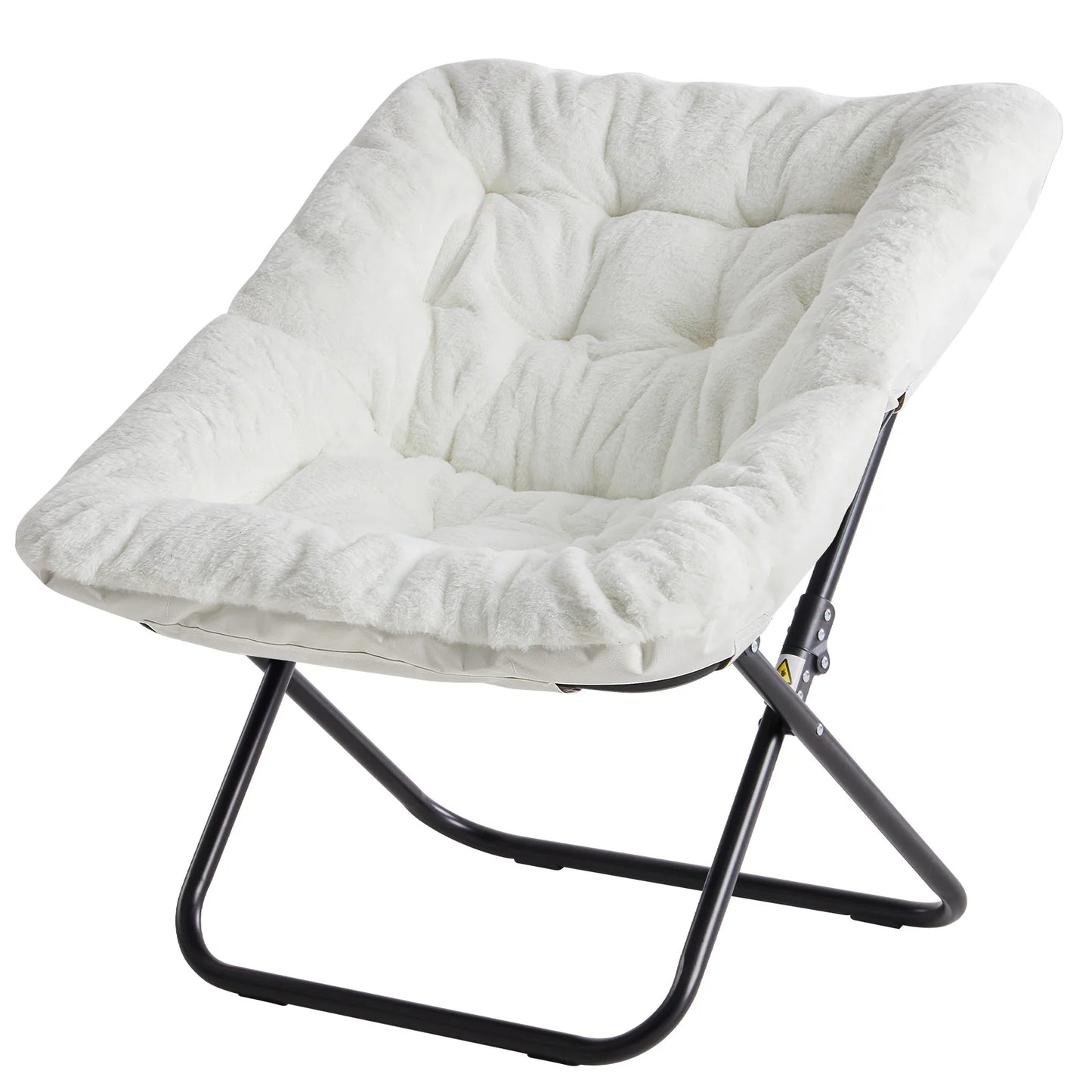JHK Cozy Saucer Chair With Faux Fur Padded Seat Folding