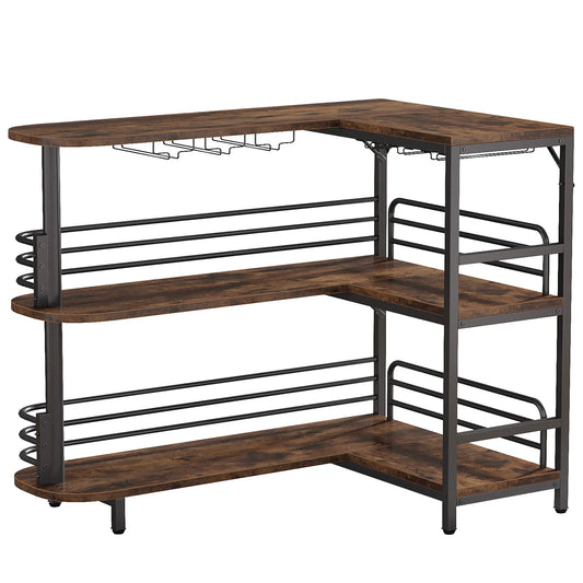 Tribesigns L Shaped Home Bar Unit With Storage Shelves