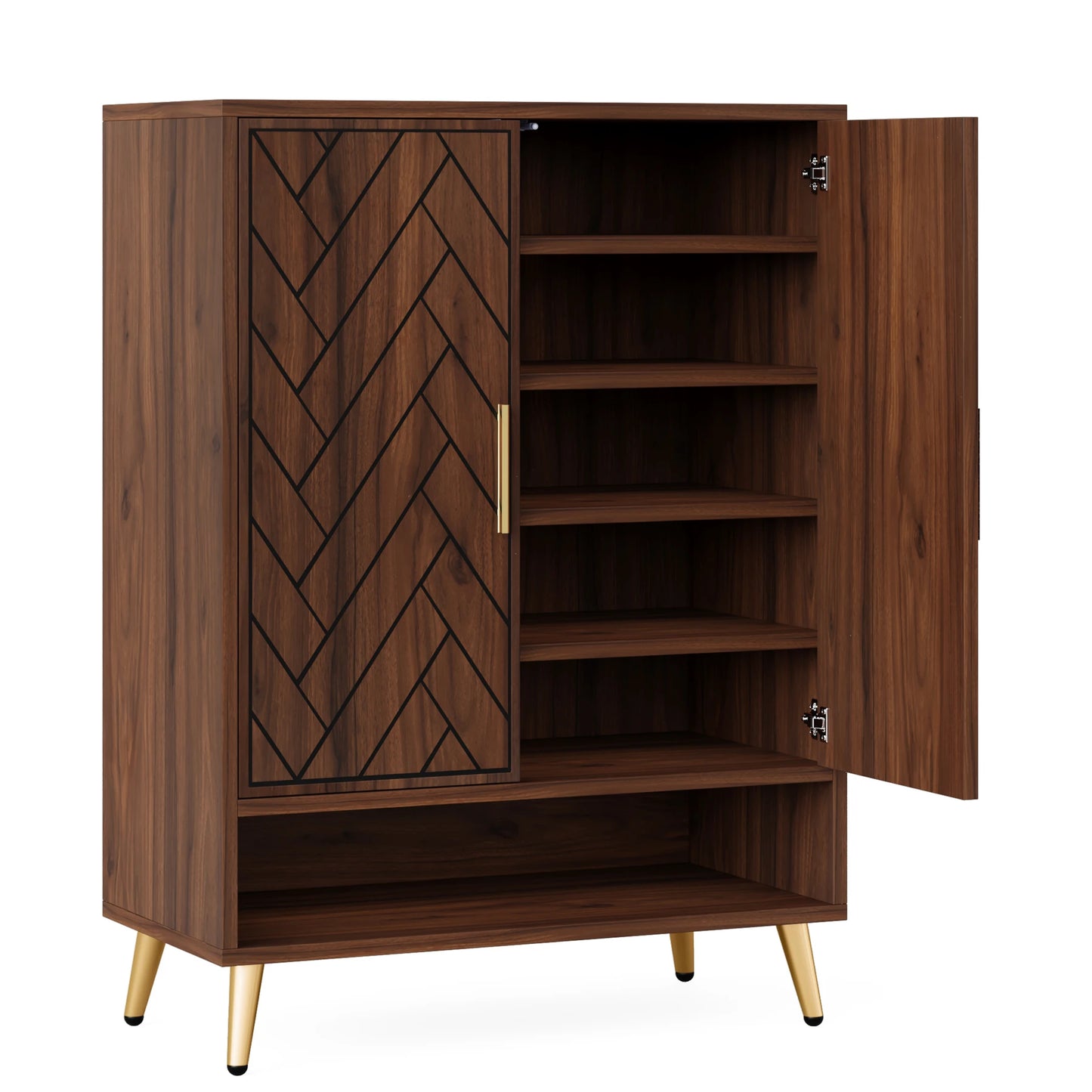 Tribesigns 6 Tier Shoe Cabinet With Doors Wooden Shoe Storage
