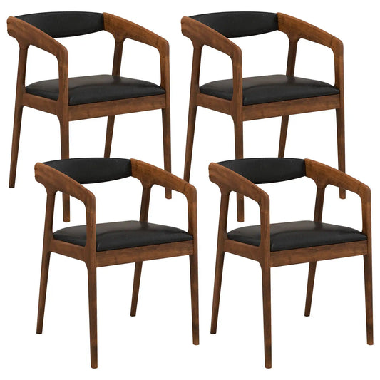 HOMASIS Set Of 4 PU Leather Accent Armchairs With Backrests
