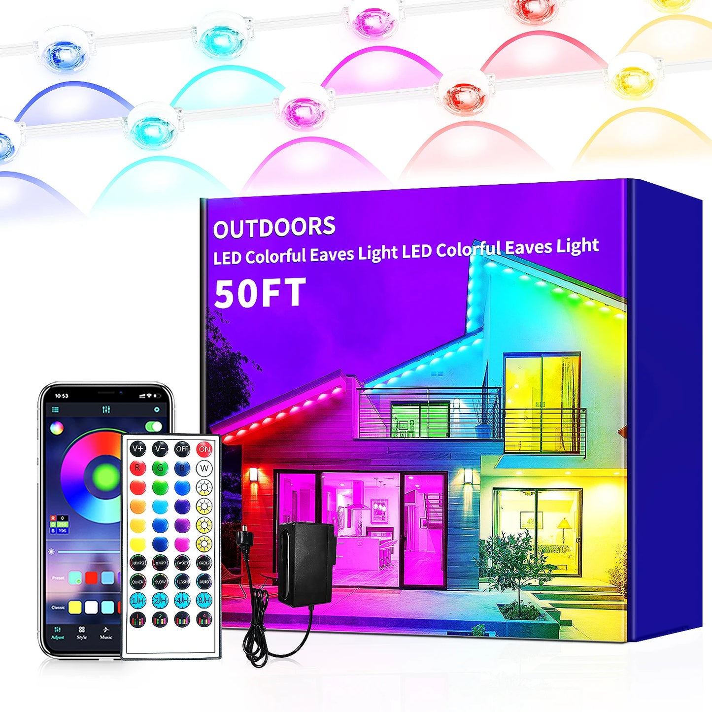 Segrass RGB Outdoor Lights IP68 Waterproof Eaves Lights For Party Decor