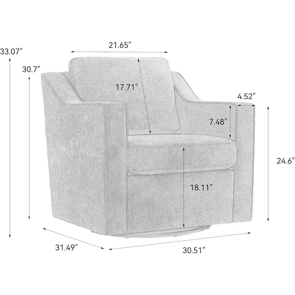 Pair Fabric Armchairs With 360 Degree Swivel For Living Room