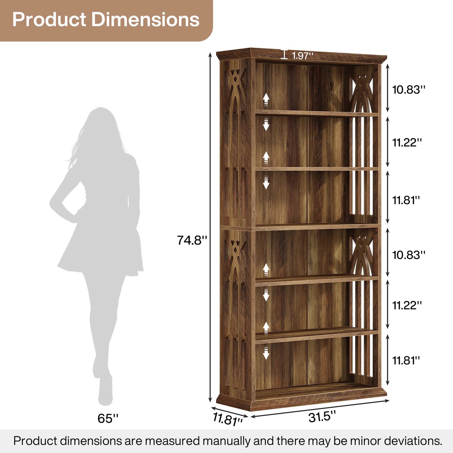 Tribesigns 6 Tier Bookshelf Freestanding Wood Bookcase