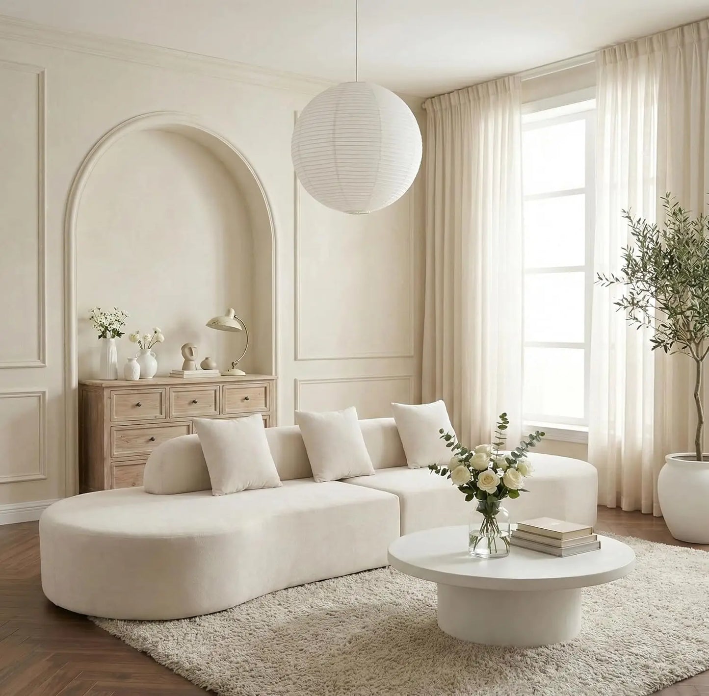 Boneless Sectional Sofa Modern Curved Cloud Couch Living Room