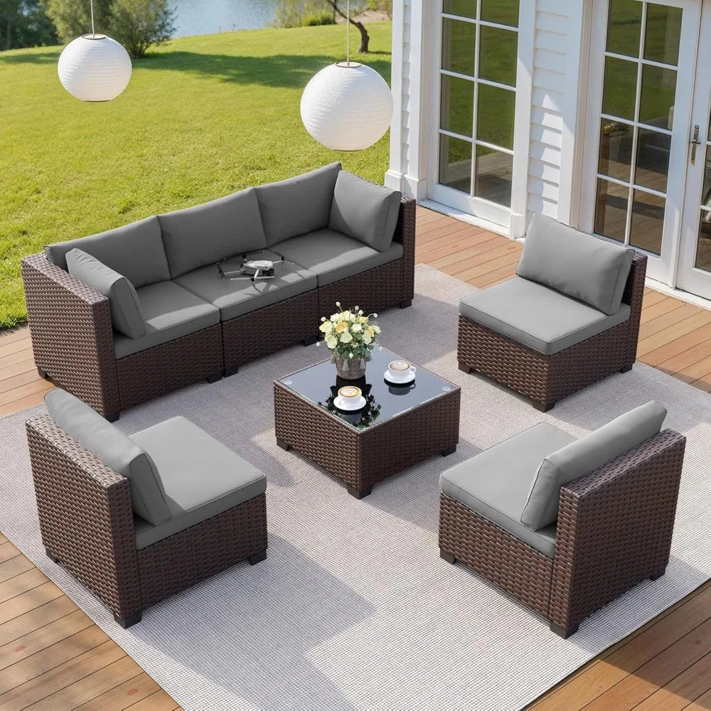 Outdoor Patio Furniture Set Rattan Wicker With Cushions