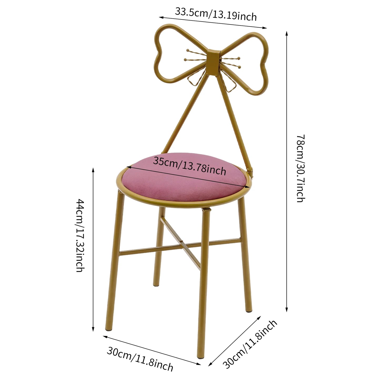 Bymaocar Butterfly Backrest Chair Iron Vanity Stool for Home