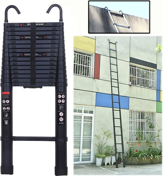 DayPlus Telescopic Ladder With Roof Hook Kit Aluminium