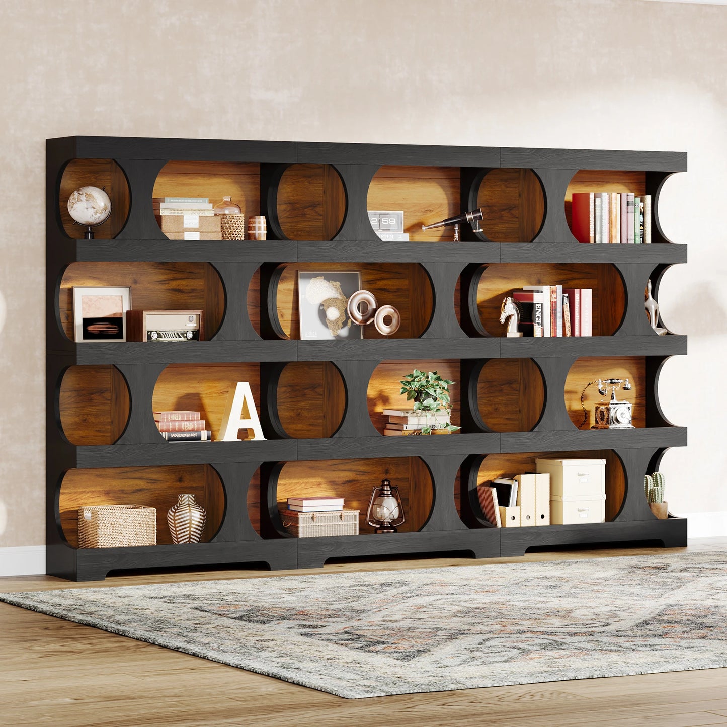 Tribesigns 4-Tier S-Shaped Bookcase Wood Shelving Unit