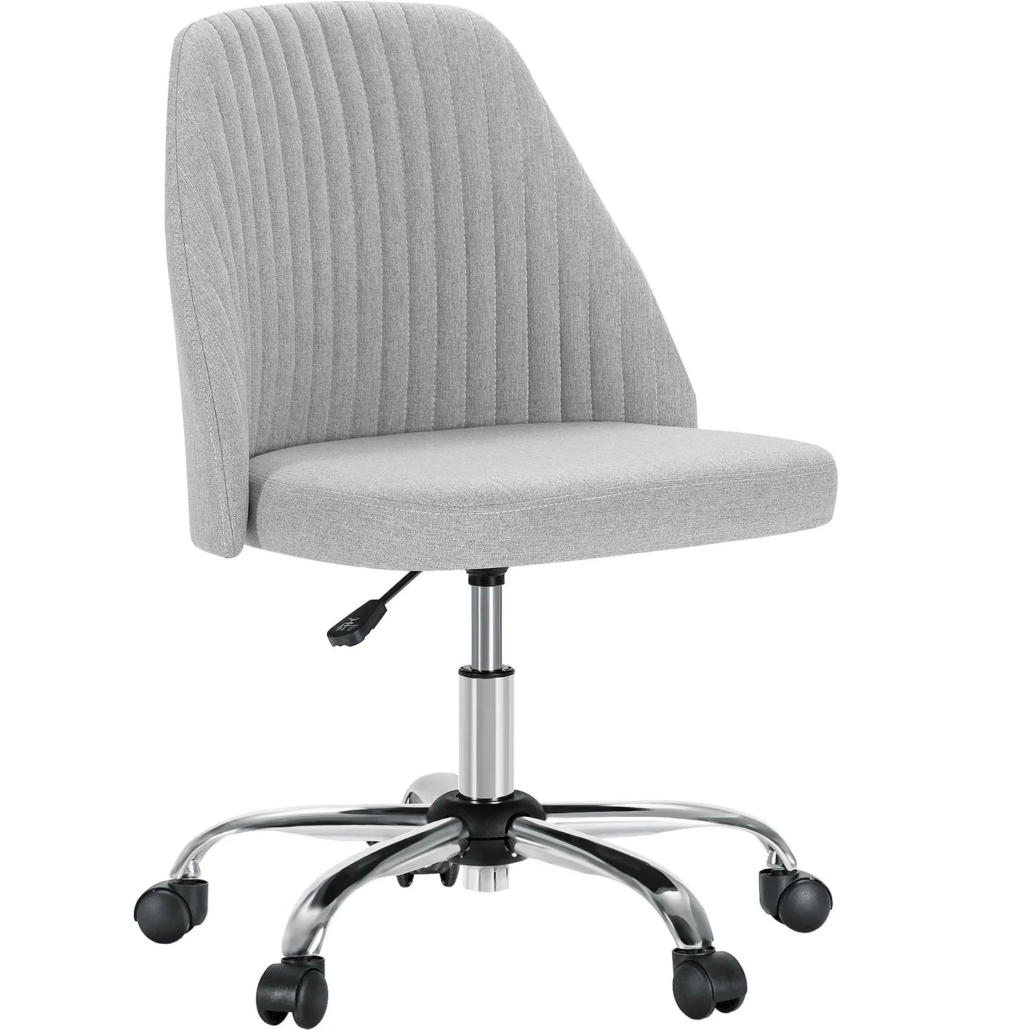 JHK Armless Small Desk Office Chair Cute Vanity Swivel Chair with Back Modern Fabric with Wheels Swivel Task Home Gaming Chair