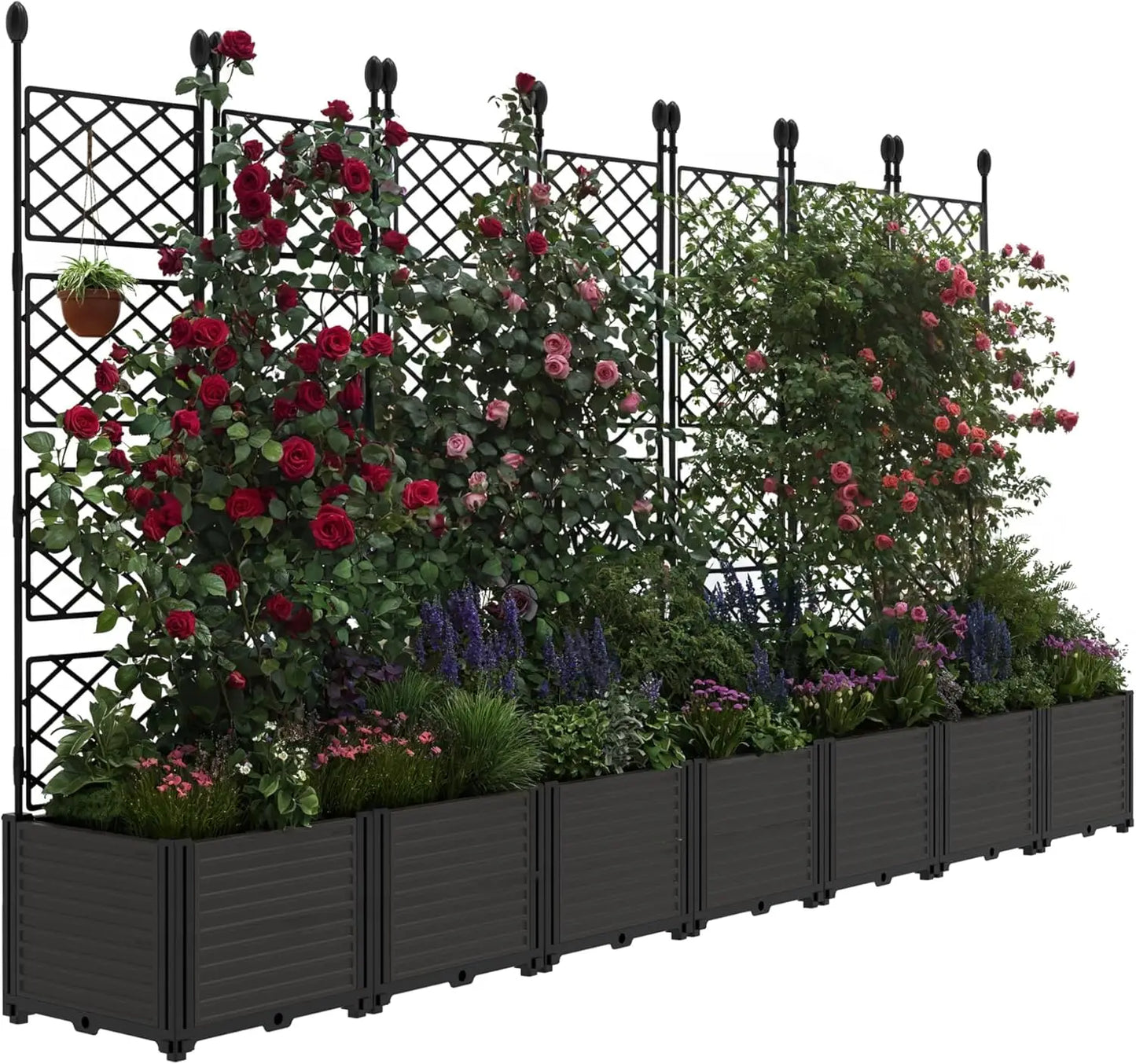 TWISTER.CK Plastic Planter Box With Trellis Rack For Outdoor Garden