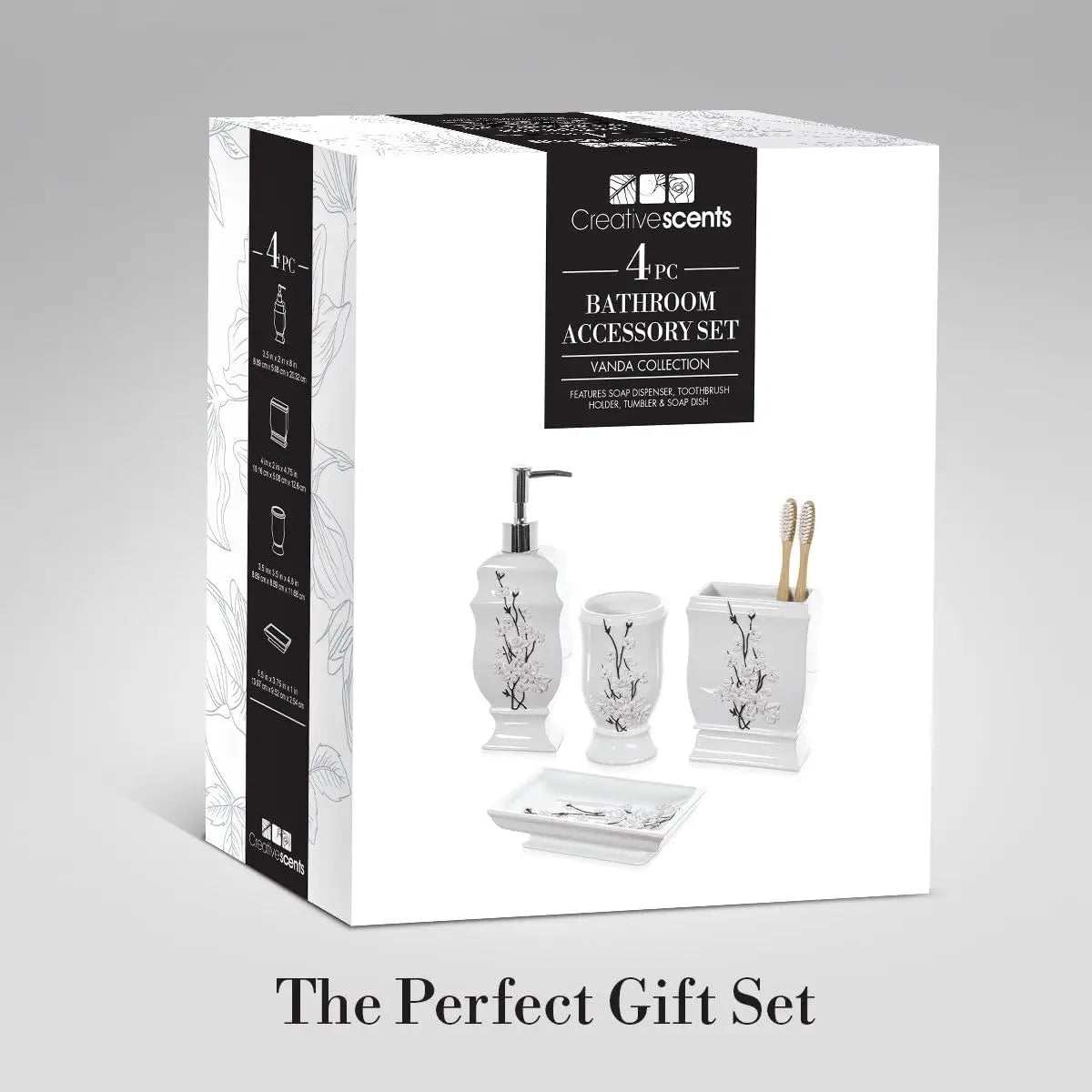 Cherry Blossom 4 Piece Bathroom Accessories Set