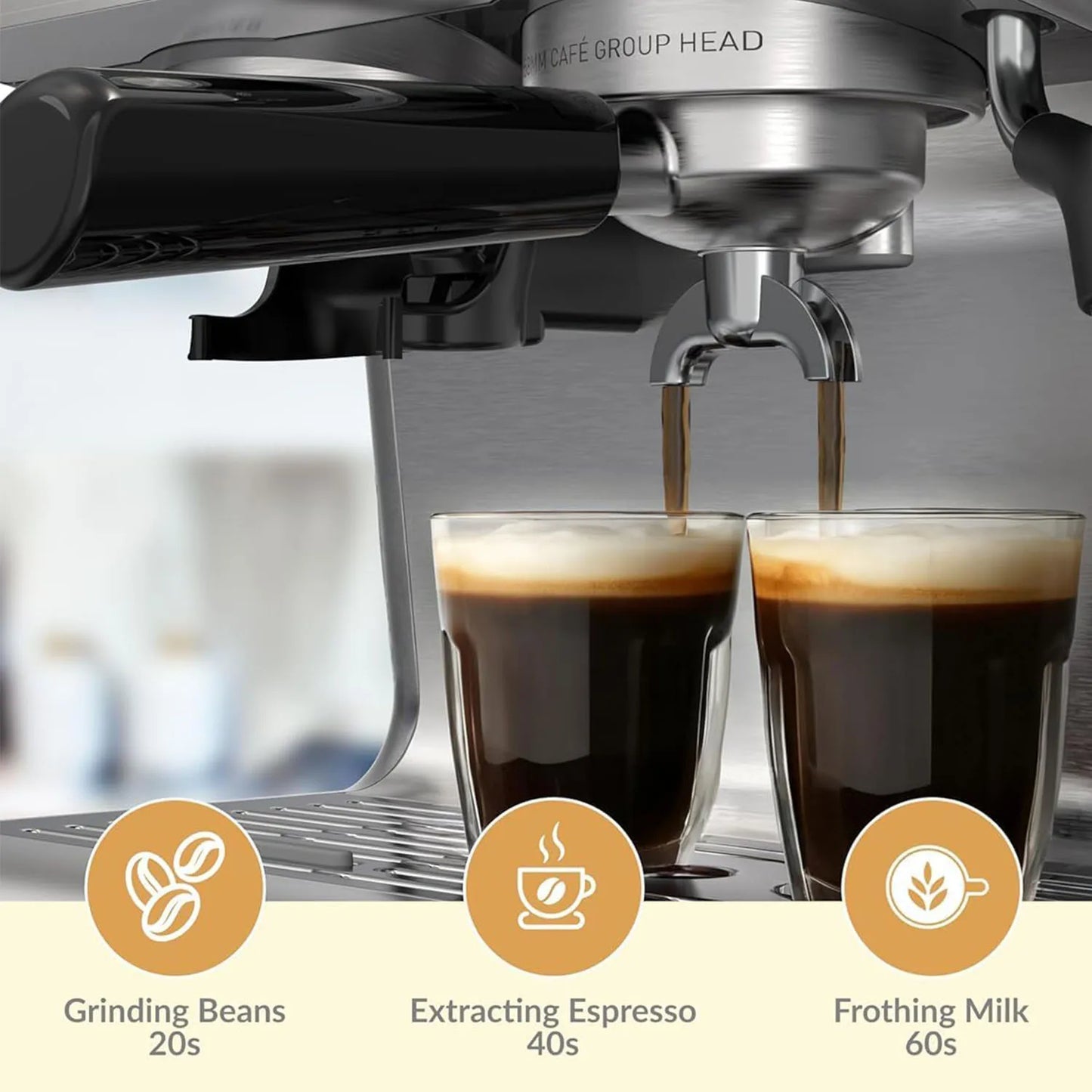 Acekool 20 Bar Espresso Machine With Grinder For Home Use