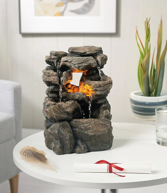 Indoor Tabletop Water Fountain Rockery Waterfall Quiet Relaxing Sound