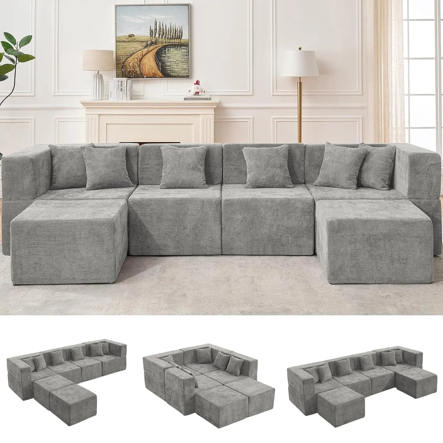 Modular L Shaped Sectional Sofa Set With Ottoman Modern Morocco