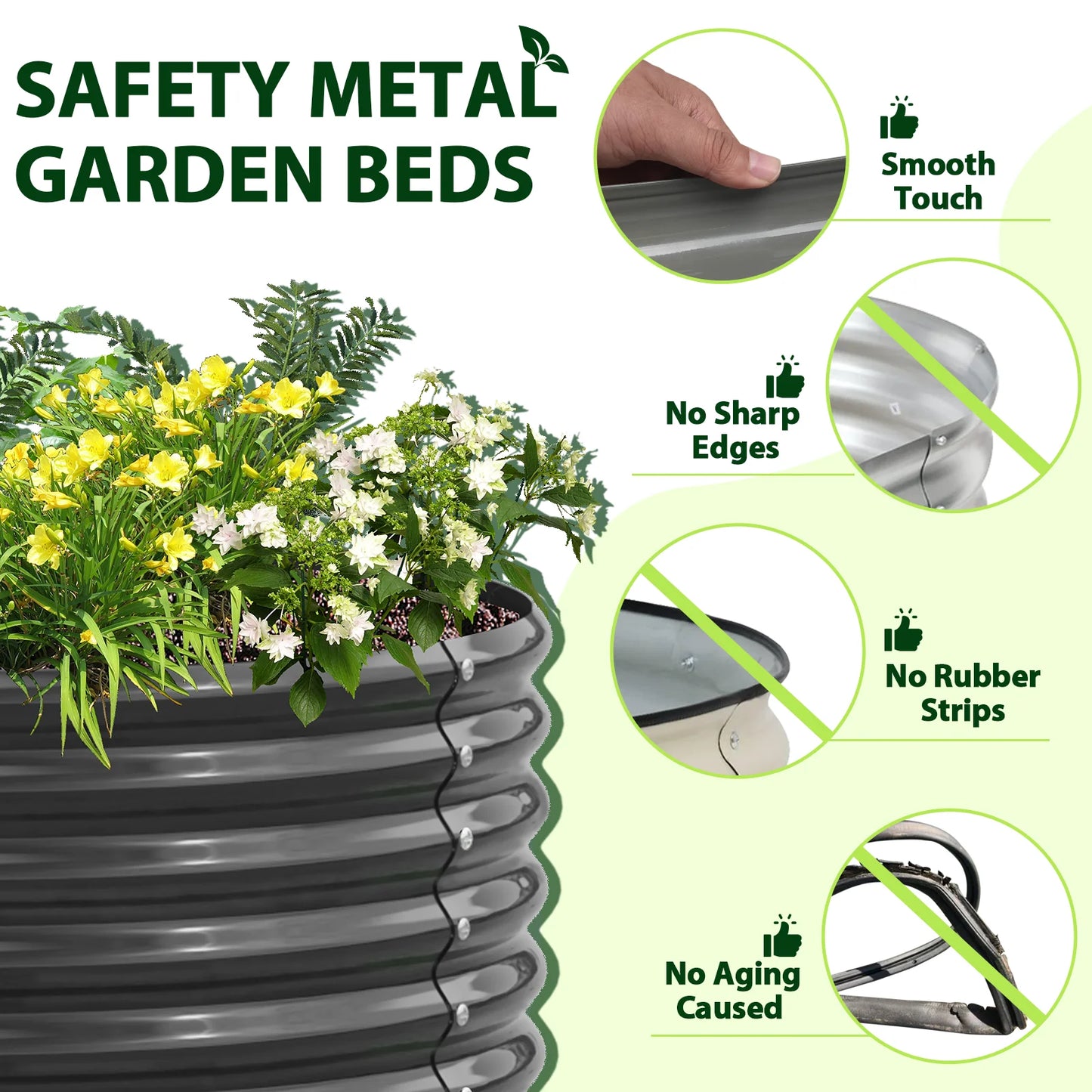 Tramull Galvanized Raised Garden Planter Box for Vegetables and Herbs