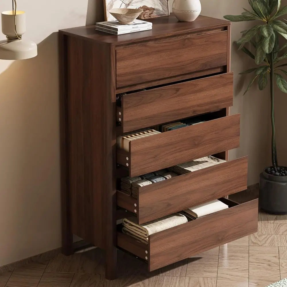 Space Saving Tall Wooden Storage Chest With Hidden Handles