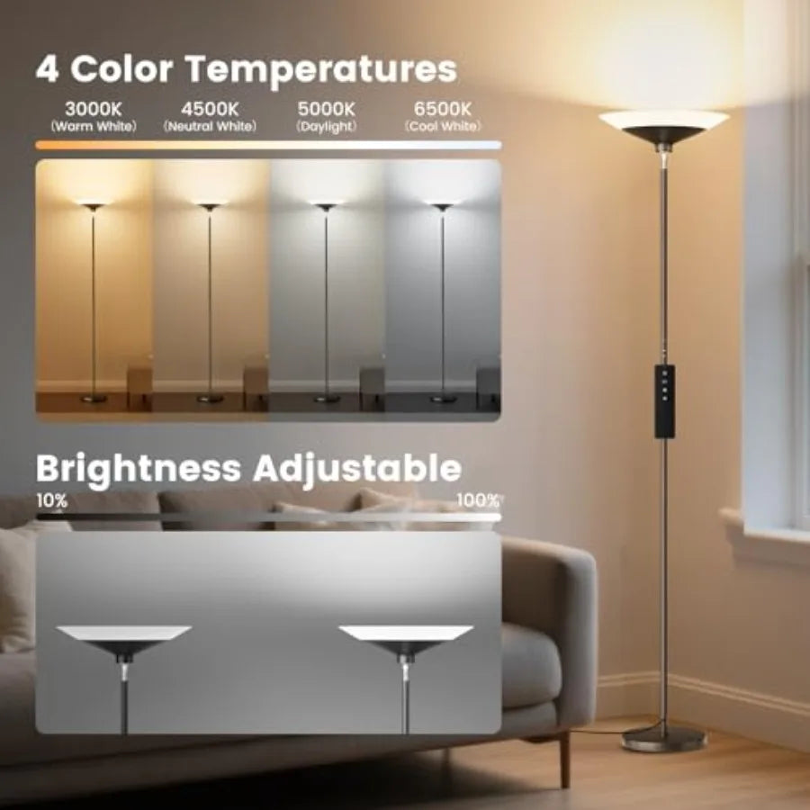 LED Torchiere Floor Lamp With 30W Dimmer 1800Lm 3000K 6500K