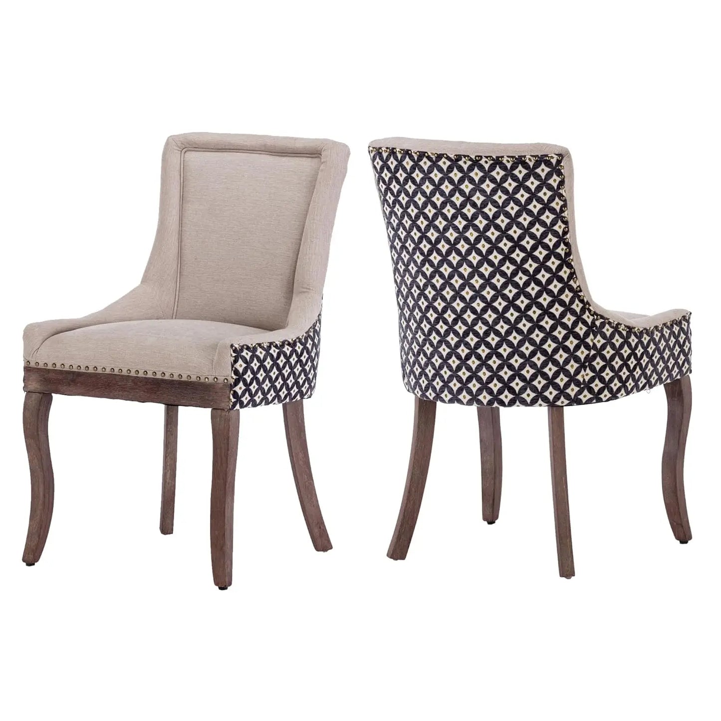 Upholstered Dining Chairs Set Of 2 Nailhead Trim Padded