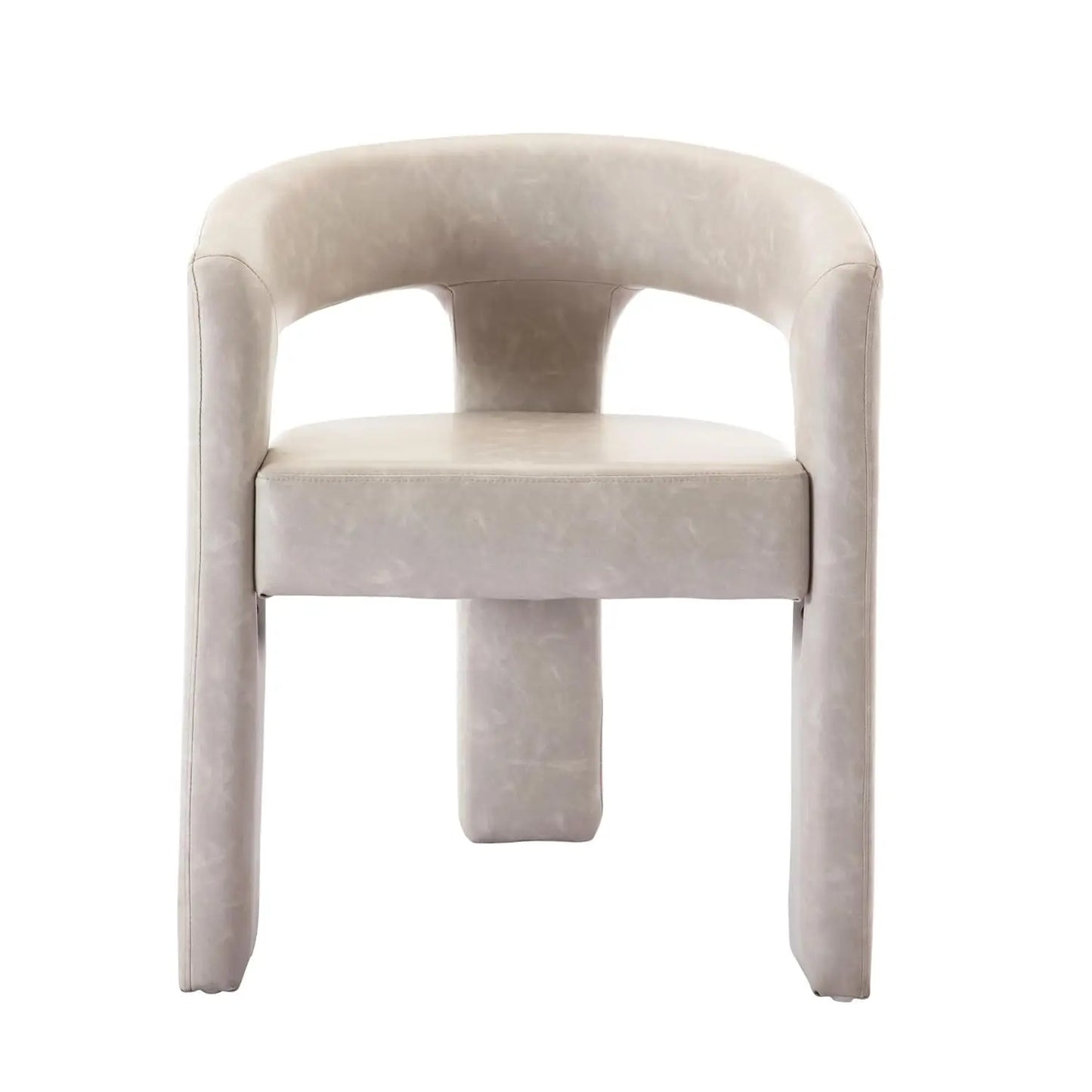 Barrel Dining Chair Upholstered Faux Leather Armchair For Living Room