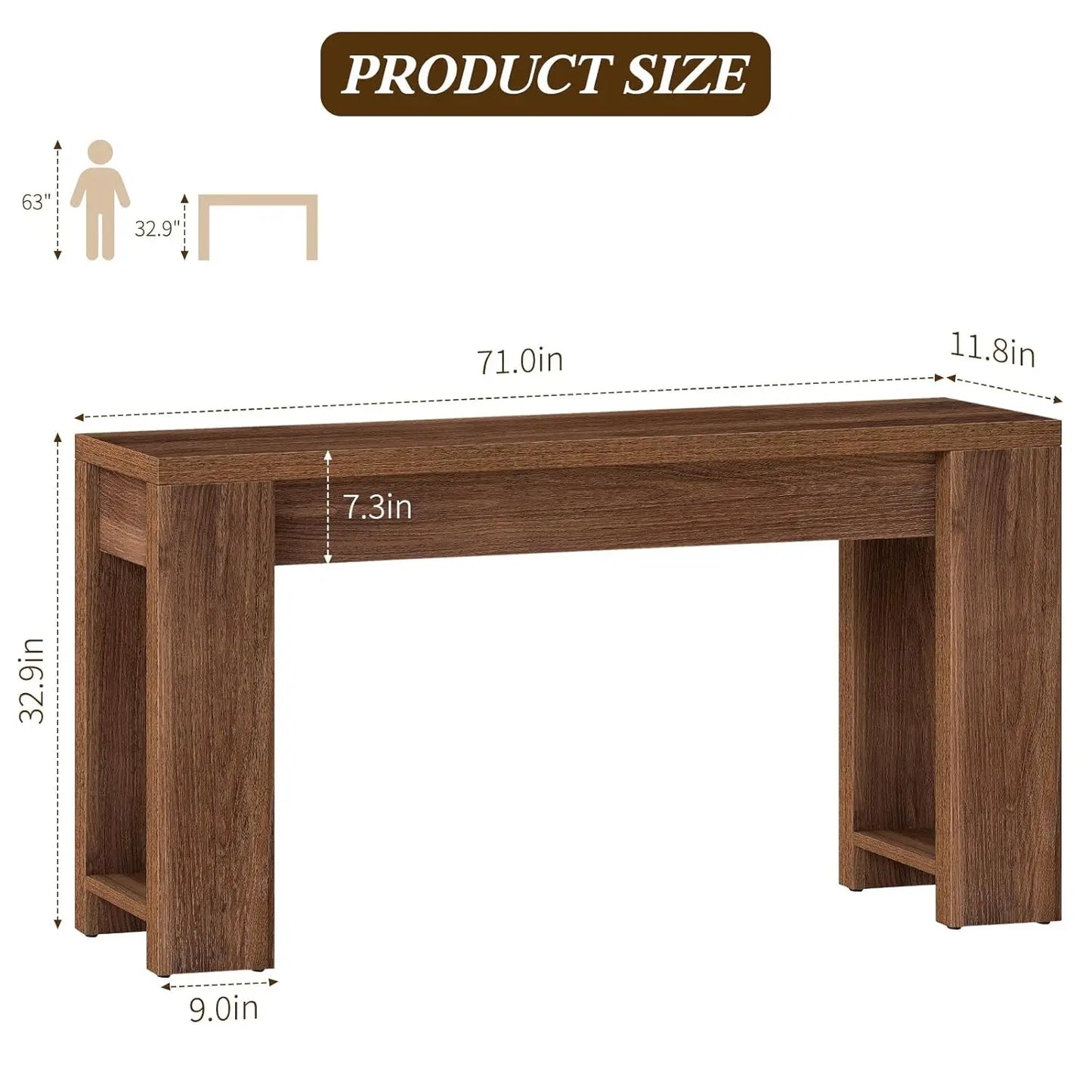 Wood Farmhouse Console Table For Entryway And Living Room