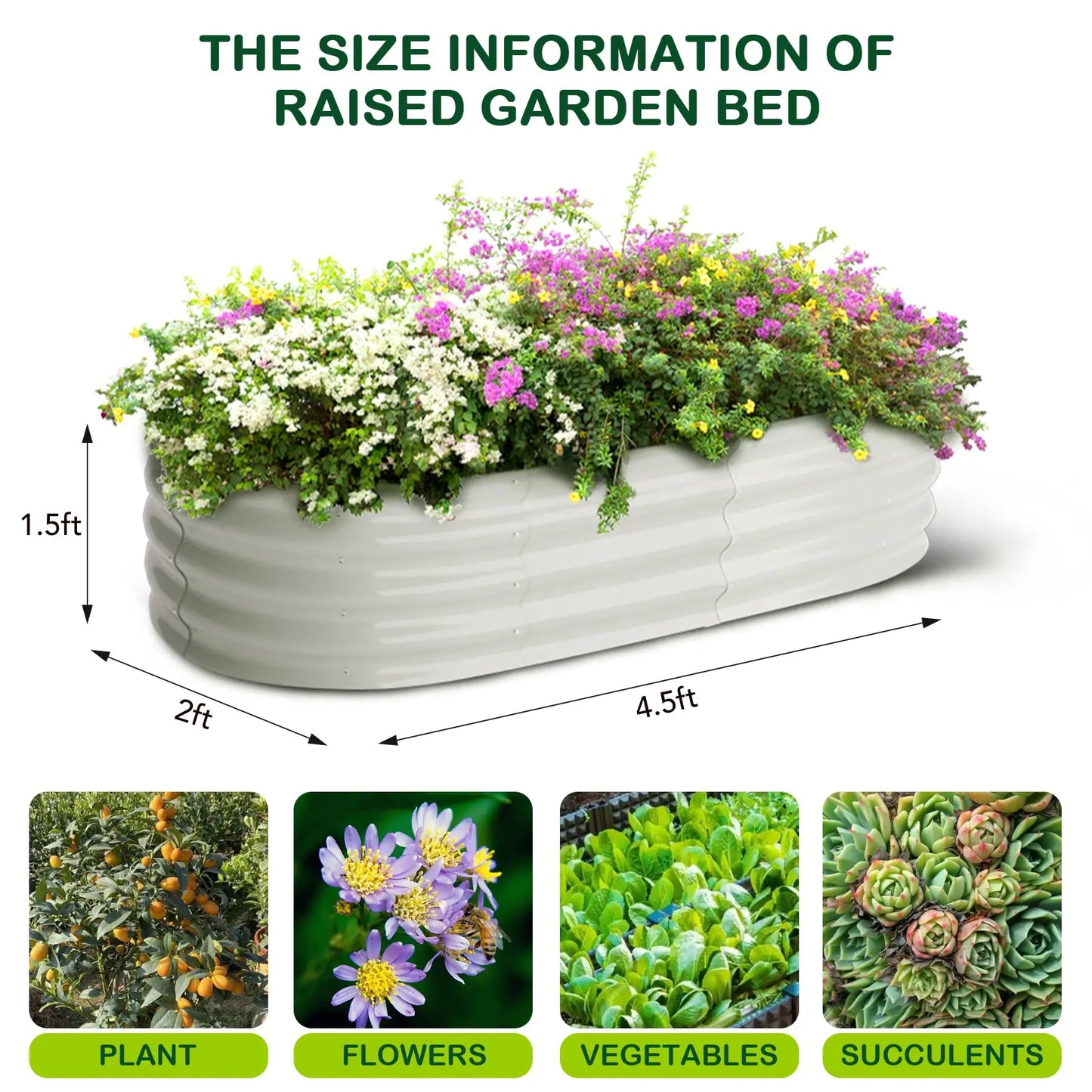 HiMISS Galvanized Steel Raised Garden Bed 2 Pack Open Base