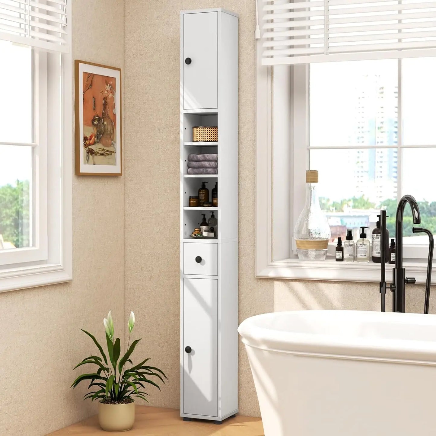 Storage Cabinet With Adjustable Shelves Anti Tip Bathroom