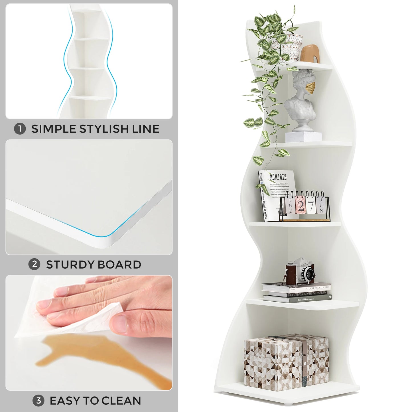 Tribesigns Five Tier Corner Shelf Modern Wall Bookcase Plant Stand