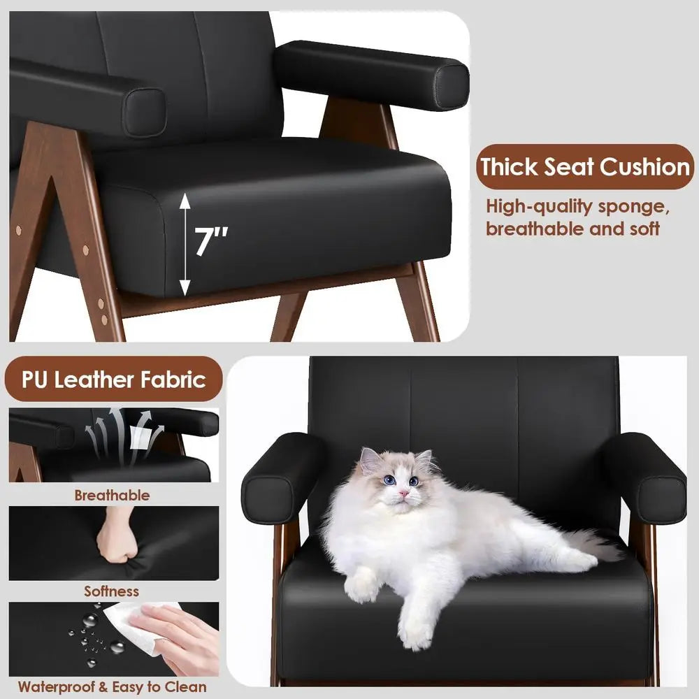 Leather Reading Accent Chairs Set 2 For Living Room