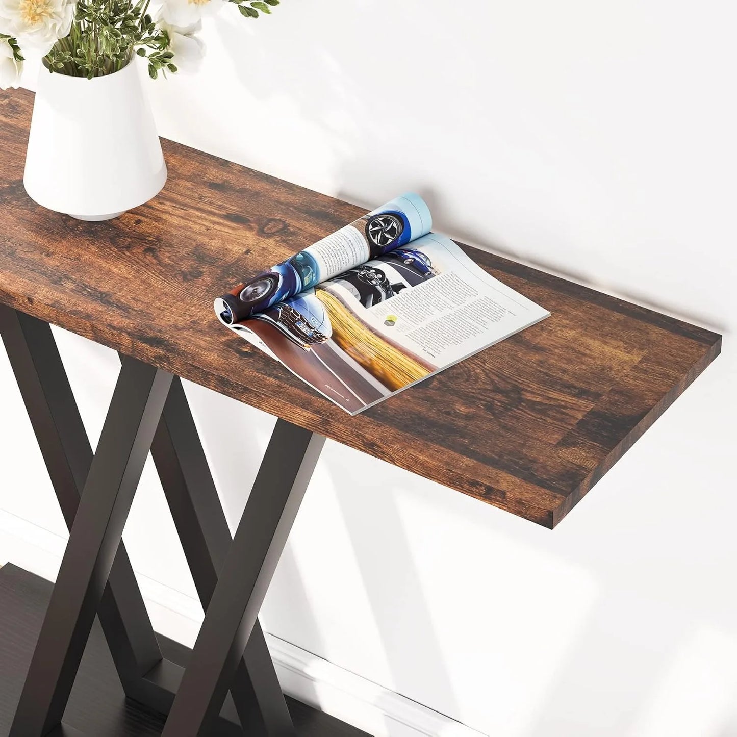 LITTLE TREE Industrial Console Table Hallway Entryway Sofa Table