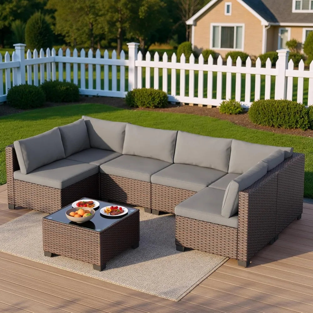 Outdoor Patio Furniture Set Rattan Wicker With Cushions