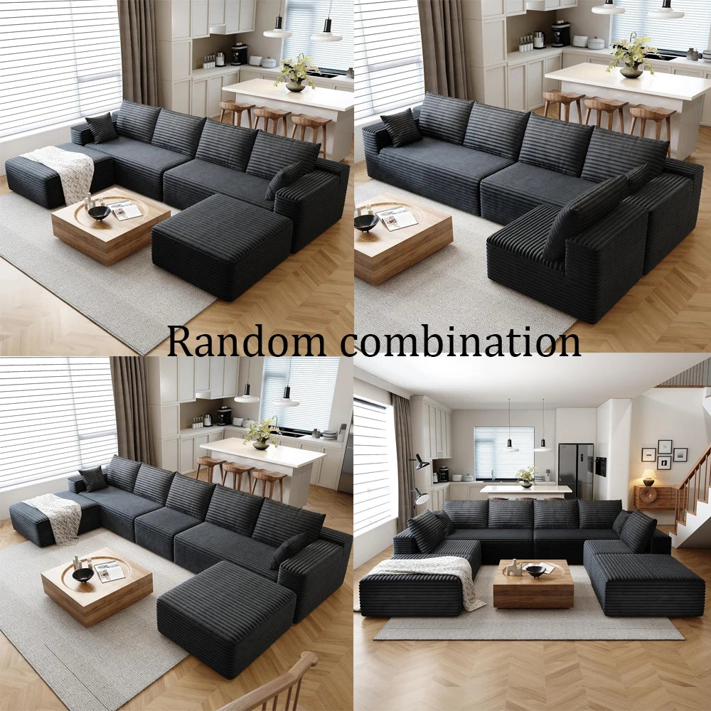 YQXHCN Cloud Style Modular Sectional Sofa With Corduroy Memory Foam