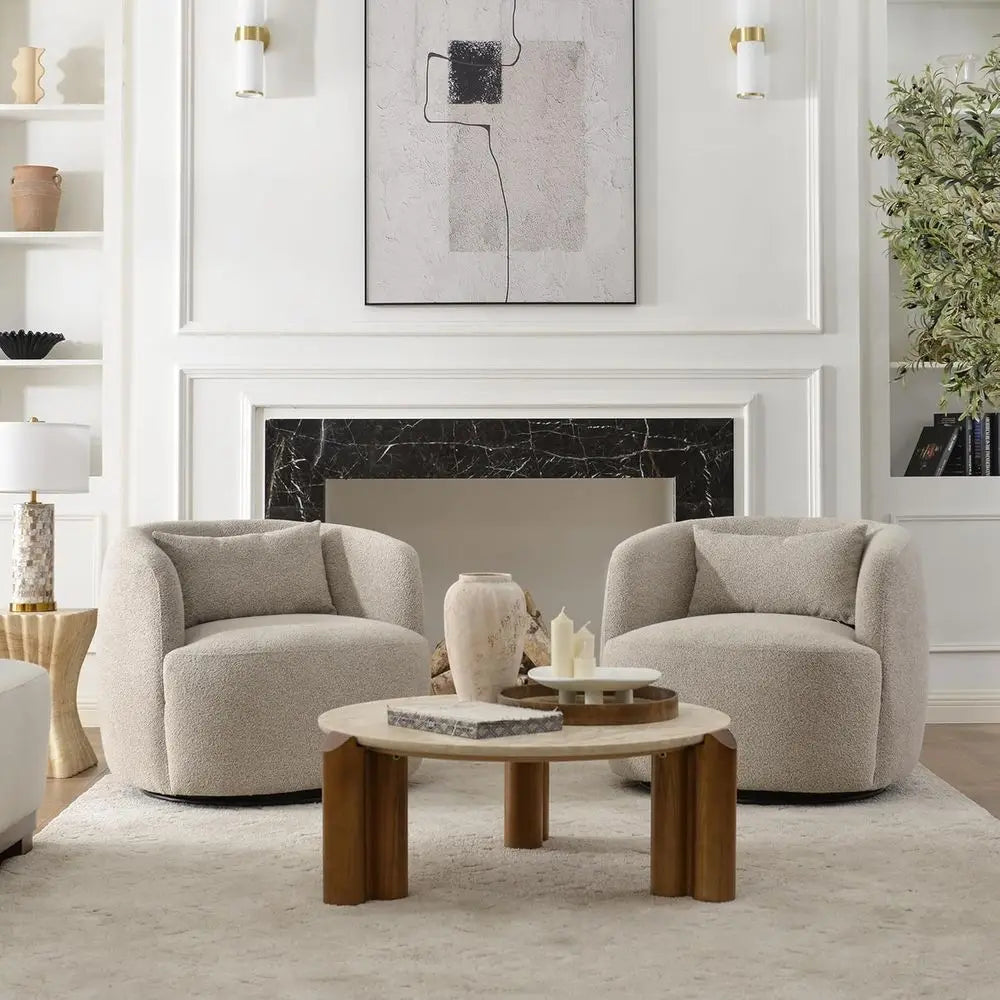 Pair of Swivel Barrel Chairs With Cushions