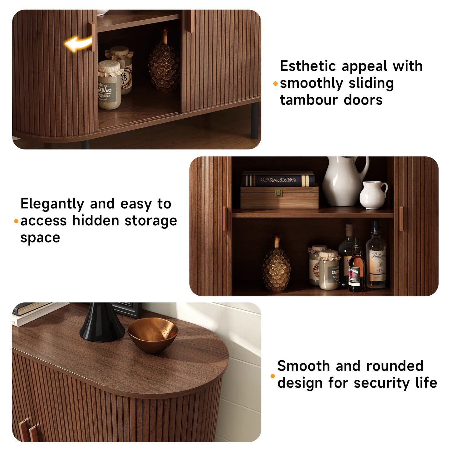 ONBRILL Sideboard Buffet Cabinet With Sliding Door And Adjustable Shelves