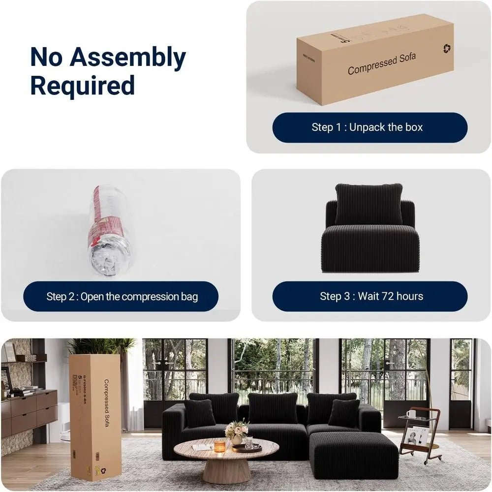 Sectional Sofa With Fabric Upholstery And Individually Wrapped Coil Support