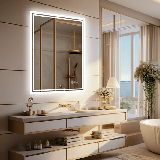 Wisfor LED Backlit Mirror Vanity With Anti Fog Dimmable Lights CRI 90 Waterproof