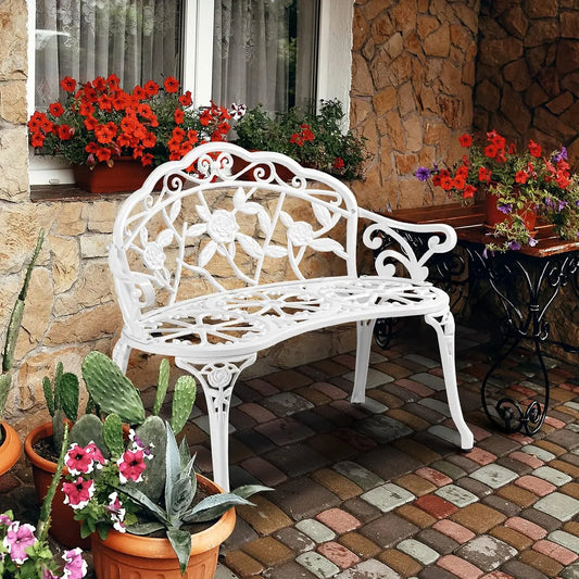 Antique Style Cast Iron Rose Bench For Outdoor Patio