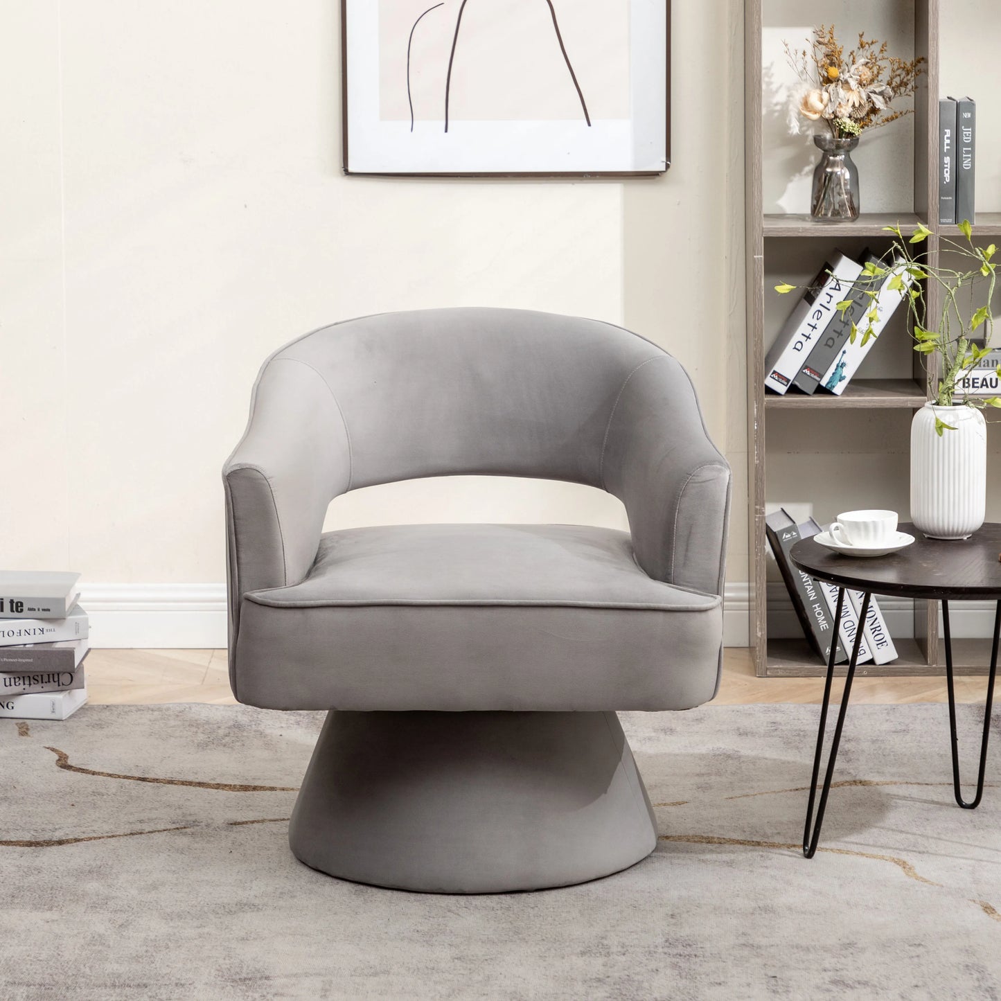 Seyner Modern Velvet Swivel Arm Chair Living Room Sofa
