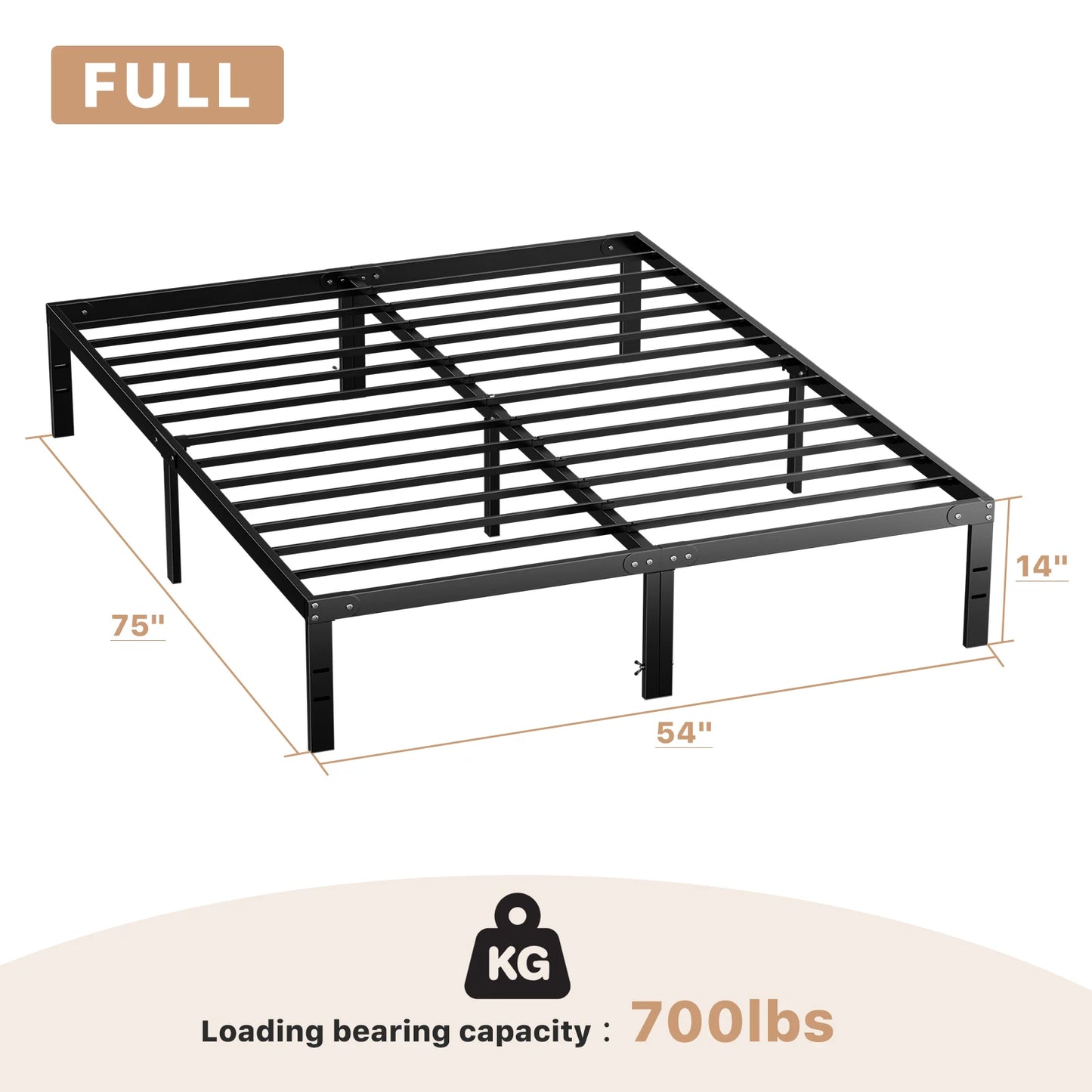 JHK Metal Platform Bed Frame with Storage and Slat Support