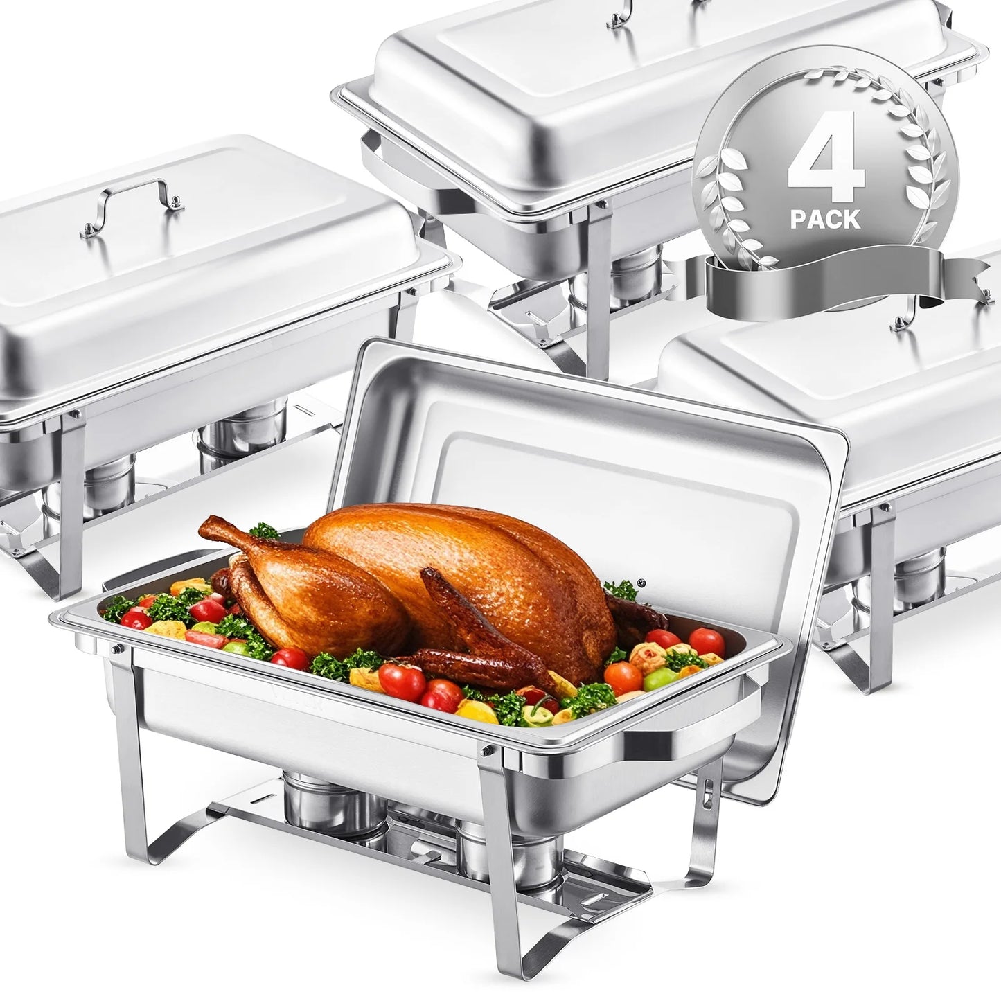 SucceBuy Stainless Steel Chafing Dish Buffet Set With Pans