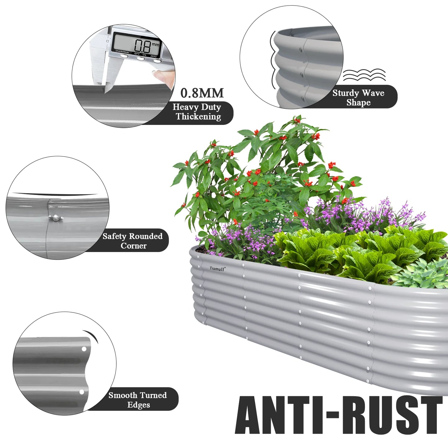 Tramull Galvanized Raised Garden Bed Kit Oval Metal Planter Box